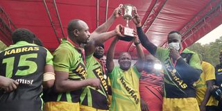 Kakamega Governor Fernandes Barasa awards Kabras Sugar after winning Kenya Cup title