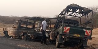 Bandits attacked a Turkana county government vehicle on Sunday and sprayed it with bullets. The occupants escaped unhurt.