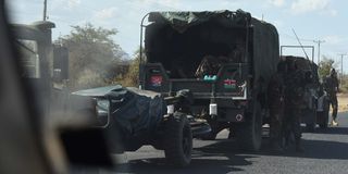 Kenya Defense Forces vehicles that was in a convoy of vehicle-driven missile launchers spotted in Baringo
