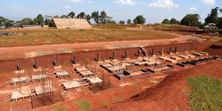 A building at the initial stages, at the stalled Kamariny Stadium in Iten, Elgeyo Marakwet County