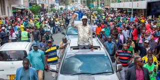 Azimio Leader Raila Odinga leading the "People's Baraza" in Nakuru Town
