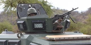 An armored Personnel Carrier on the Mochongoi-Kasiela-Chemorongion-Marigat road In Baringo County