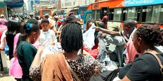 Hawkers sell their wares along Latema Road, Nairobi