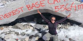 Faith Mwende at the Mt Everest base camp. She hopes to reach the summit in April. 