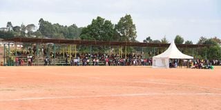 A football pitch at Makutano Stadium in Kapenguria, West Pokot County