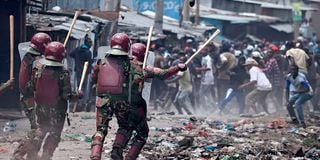 Anti-riot police confront demonstrators in Nairobi