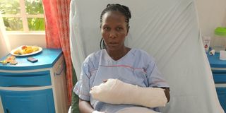 Rose Chepngeno, a mother of five and ECDE teacher recuperating at a Kapsabet hospital after being attacked by her in-laws