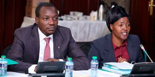 Kisii Governor Simba Arati (left) and Gusii Water and Sanitation Company Managing Director Lucy Wahito