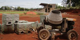 An abandoned concrete mixer at Ruring'u stadium in Nyeri County