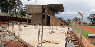 A dais under construction at Ruring'u stadium