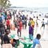 Holidaygoers relax at the Jomo Kenyatta Public Beach in Mombasa