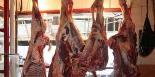 Meat on display inside butchery in Nairobi