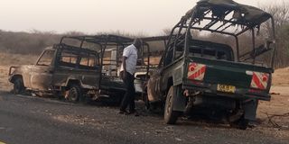 Bandits attacked a Turkana county government vehicle on Sunday and sprayed it with bullets. The occupants escaped unhurt.