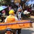Boda boda rider transports a coffin