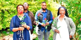 Liz Mwaura (left) mother of Brian Waweru and and Gladwell Otieno (Right) Silvano Otieno's mother with other relatives