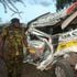 Newly posted Naivasha sub-county police commander Benjamin Boen inspects the matatu that collided with a trailer at Delamare
