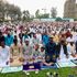 Muslim faithful gather for prayers at Sir Ali Muslim Club in Kariakor