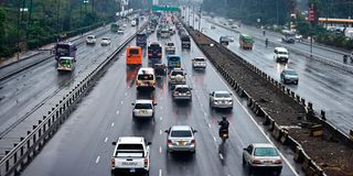 Traffic jam builds up on Thika Road towards Nairobi CBD