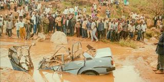 Yatta MP James Mutiso’s car was swept away by floods on April 30, 2003