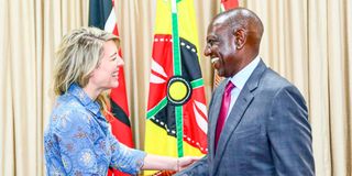 President William Ruto with Canadian Foreign Minister Ms Melanie Joly at State House, Nairobi