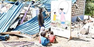 Bonje Pefa ECD Nursery School Pupils have their class outside after their school was demolished 