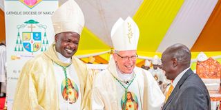 Rigathi Gachagua greets the Vatican Apostolic Nuncio to Kenya Hubertus Maria Van Megen