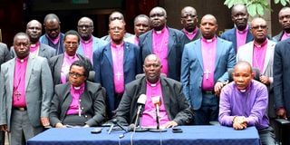 Anglican Church of Kenya led by Archbishop Jackson Ole Sapit (centre) with other clergy member
