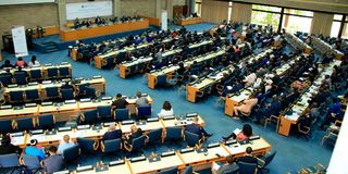 Delegates from different countries follow proceedings at UN Complex in Gigiri on July 10, 2019