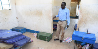 Kapindasum Primary School headteacher Mr Elijah Kipton shows Nation.Africa the girls' dormitory on May 11, 2023