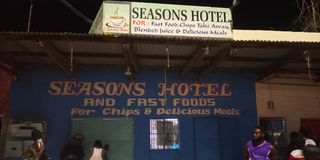 Seasons Hotel in Lodwar where three thugs who attempted a robbery were lynched by a mob on Wednesday night