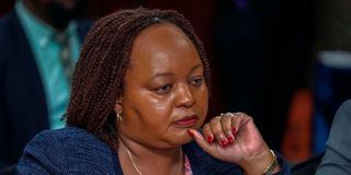 Kirinyaga Governor Anne Waiguru before the Senate Committee on County Public Investments and Special Funds at KICC,