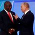 South African President Cyril Ramaphosa (left) greets Russian President Vladimir Putin during the 2019 Russia-Africa Summit 