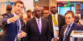 President William Ruto at one of the stands during the official opening of the 7th ID4Africa Augmented General Meeting