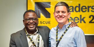 Shining Hope for Communities Dr Kennedy Odede with International Rescue Committee President David Miliband 
