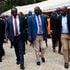 Opposition leader Raila Odinga (centre) walks out after an Azimio Parliamentary Group meeting in Nairobi 