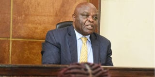 Justice Reuben Nyakundi, the Eldoret High Court Presiding Judge during a court session on November 02, 2022.