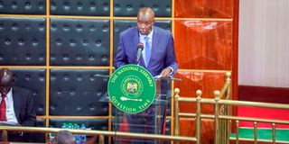 Education Cabinet Secretary Ezekiel Machogu fields questions on the floor of the Senate at Parliament Buildings in Nairobi 