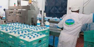 A milk processing plant belonging to Brookside Dairy Ltd near Nairobi