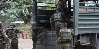 Rapid Deployment Unit officers who responded to an attack by bandits at Yatya in Baringo North, Baringo County on March 17,
