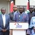 Azimio leaders led by Raila Odinga address journalists at SKM Command Centre on July 4, 2023.