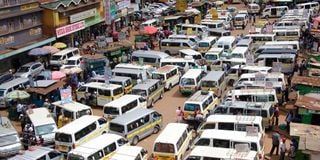 Matatus jam at a stage in Nyeri town on December 14, 2022.