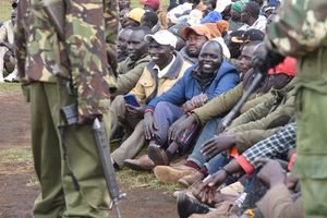 Members of the public at a security meeting at Kalya at the border of West Pokot and Elgeyo Marakwet counties