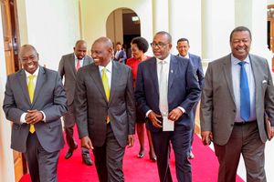 President William Ruto, Deputy President Rigathi Gachagua, Prime Cabinet Secretary Musalia Mudavadi at State House