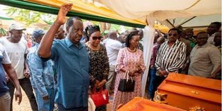 Raila Odinga at the requiem mass of the victims of police brutality in Bondo