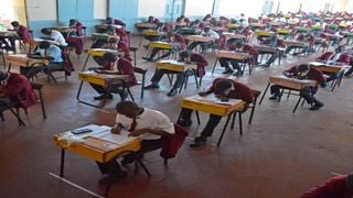 Students sit their Kenya Certificate of Secondary Education examination in 2017.