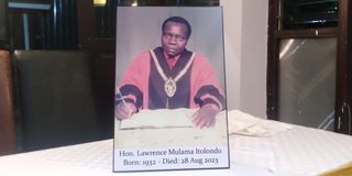 A portrait of the late Mzee Lawrence Mulama Itolondo