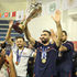Egypt captain Ahmed Salah celebrates with the trophy