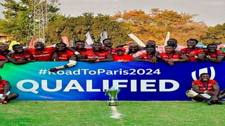 Kenya Sevens team celebrates after beating South Africa