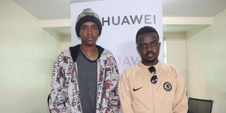 Team Kenya Esports player Harry Kappa (left) and head coach Peter Mumu 