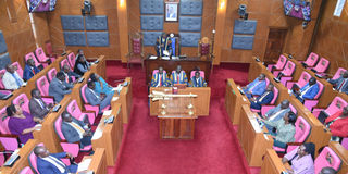 Members of Uasin Gishu County Assembly during a sitting to debate a motion of adjournment, SRC salary dispute